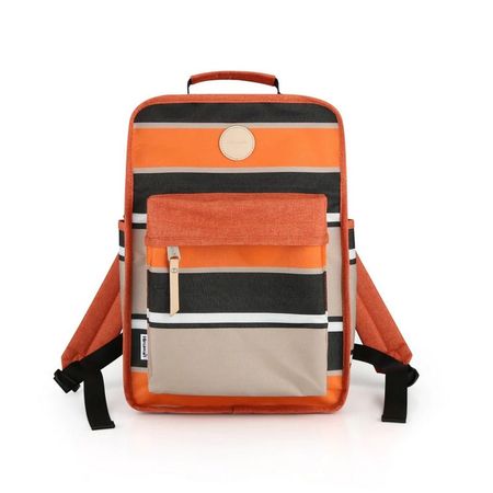 Mochila escolar o de viaje porta Laptop Himawari H0827-8 Naranja y Gris