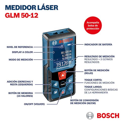 Medidor Láser de Distancia Bosch 50m GLM 50 C