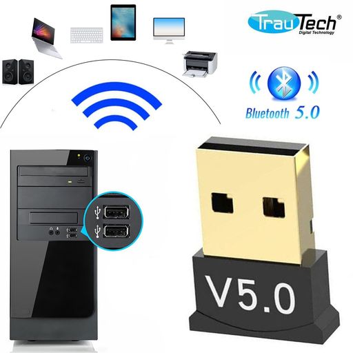 Adaptador Emisor Receptor Bluetooth 5.0 Trautech Usb Dongle pc laptop