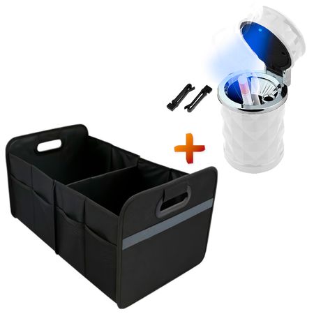 Cenicero con Luz T12 BL Y Organizador Plegable Maletera de Auto J86