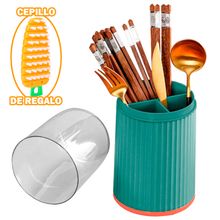 Organizador Escurridor Porta Cubiertos con Tapa de Mesa C74 Coral