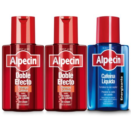 Pack 2 Shampoo Alpecin Double Effect mas Tratamiento Alpecin Liquid Caffeine