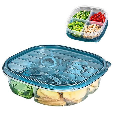 Táper con 4 Divisiones Recipiente Contenedor de Alimentos N03 Turquesa