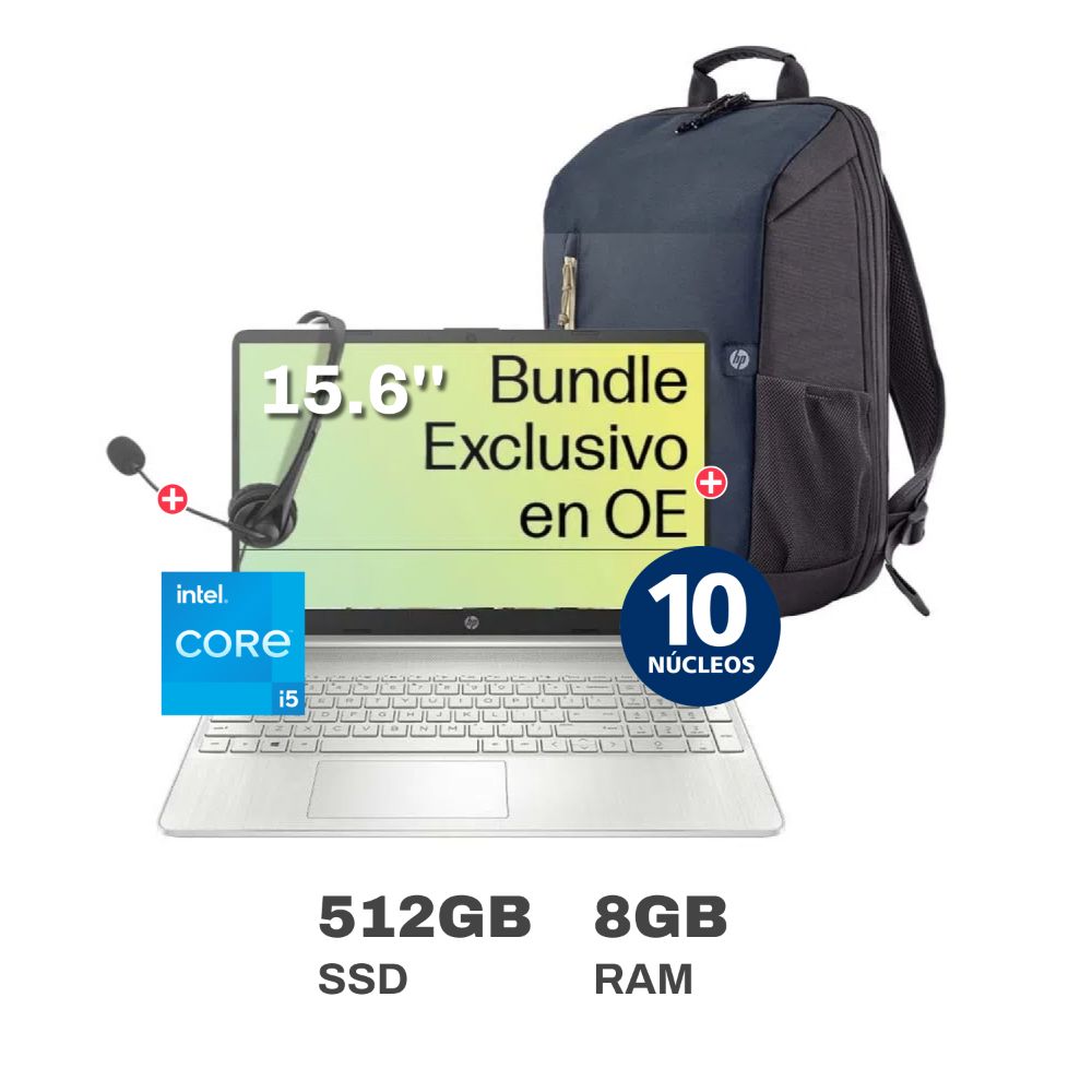 Laptop HP 15-dy5000la Intel Core i5 10 Núcleos 8GB RAM 512GB SSD 15.6"" + Mochila + Audífonos