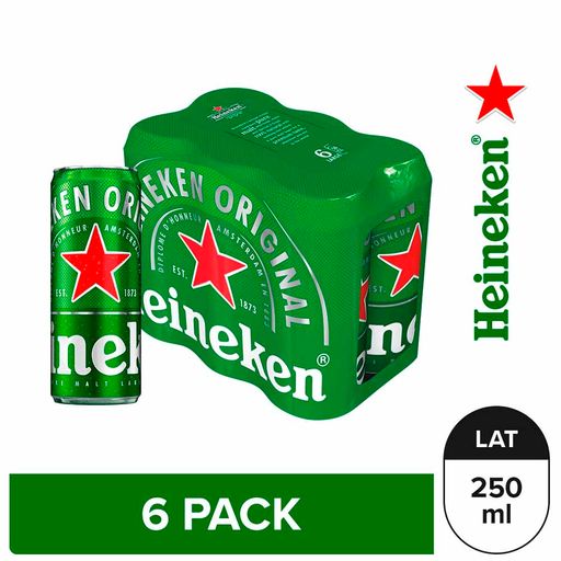 puente representación alquitrán Cerveza HEINEKEN Lager Lata 250ml Pack 6un | plazaVea - Supermercado