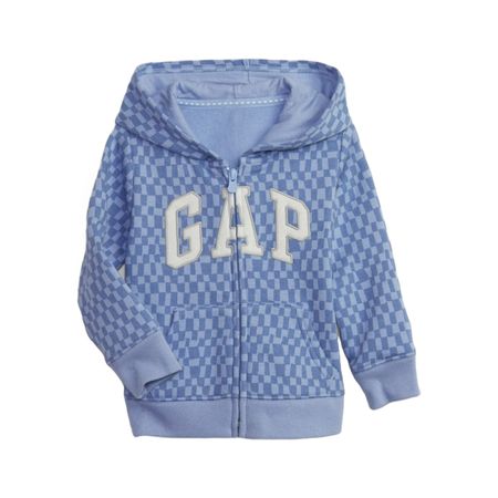 Chompa Baby Gap con Capucha Azul con Cuadros con Logo Gap para Bebé Niño de 3 a?os
