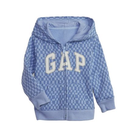 Chompa Baby Gap con Capucha Azul con Cuadros con Logo Gap para Bebé Niño de 5 A?os