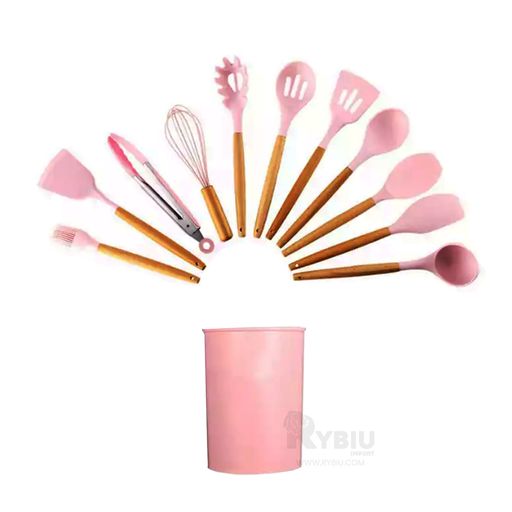 Set Utensilios Para Cocina En Silicona 12 Piezas Rojo GENERICO