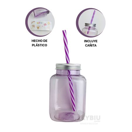 Frasco para Bebidas con Cañita Morado