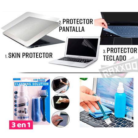 Combo Protector De Pantalla + Teclado + Skin + Kit de Limpieza 3 en 1