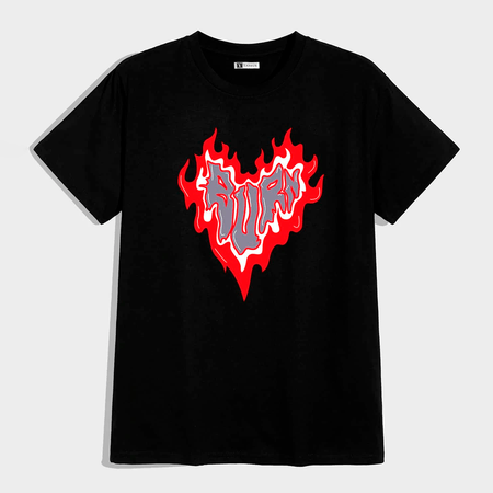 Polo Hombre Camiseta Yansus con Estampado de Corazón Polo Hombre Camiseta Yansus con Estampado de Coraz?n Negro XL