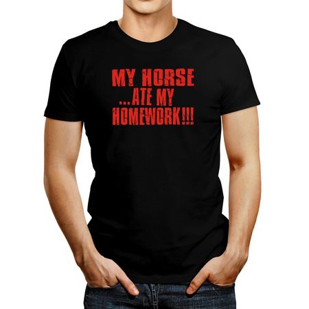 Polo de Hombre Idakoos My Horse Ate My Homework Negro XXL