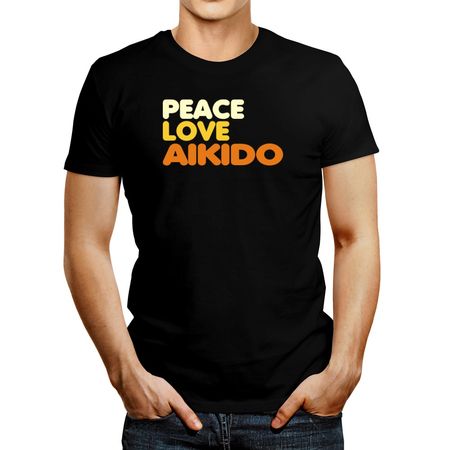 Polo de Hombre Idakoos Peace Love And Aikido Negro M