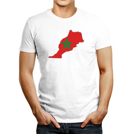 Polo de Hombre Idakoos Morocco Country Map Color Simple Blanco Xxl