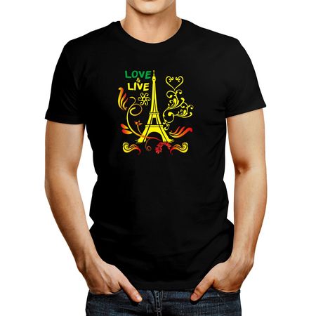 Polo de Hombre Idakoos Love And Live Paris Negro Xxl