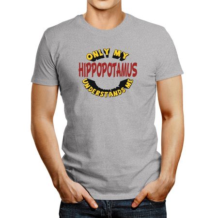 Polo de Hombre Idakoos Only My Hippopotamus Understands Me Gris Oscuro XXXL