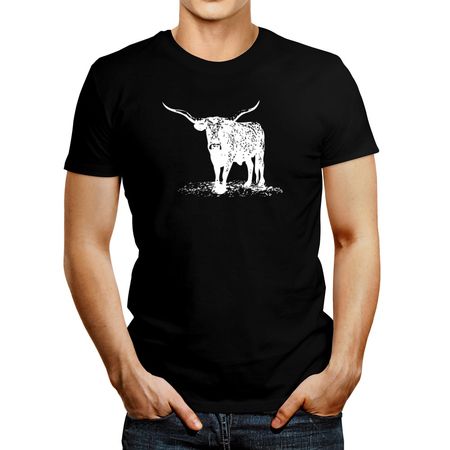 Polo de Hombre Idakoos Longhorn Cattle Sketch Negro M