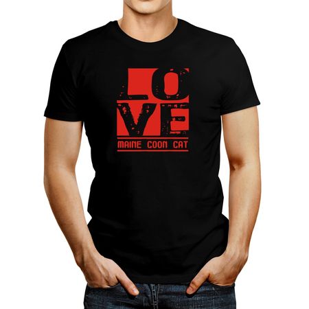 Polo de Hombre Idakoos Love Maine Coon Negro Xxxl