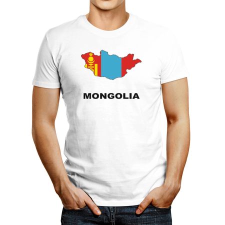 Polo de Hombre Idakoos Mongolia Country Map Color Blanco L