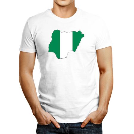 Polo de Hombre Idakoos Nigeria Country Map Color Simple Blanco M