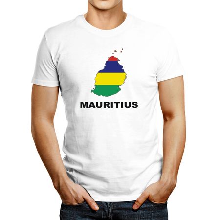 Polo de Hombre Idakoos Mauritius Country Map Color Blanco M