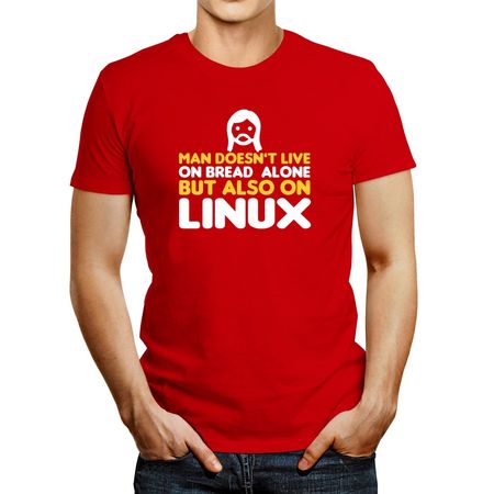 Polo de Hombre Idakoos Man Doesnt Live Alone But Also Linux Rojo Xl