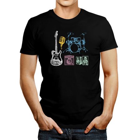 Polo de Hombre Idakoos Music Box Guitar Drumbs Rock Metal Negro S