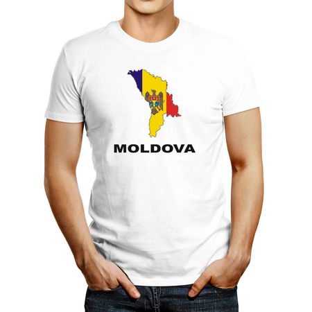 Polo de Hombre Idakoos Moldova Country Map Color Blanco L