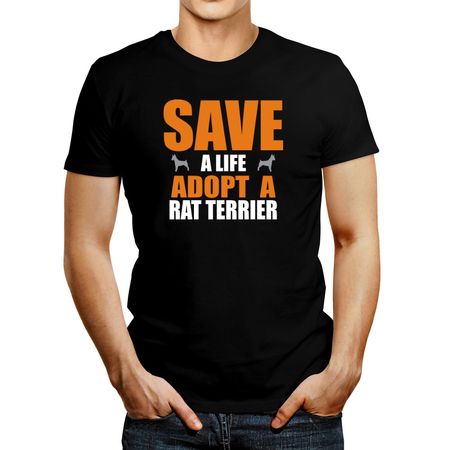 Polo de Hombre Idakoos Save A Lifeadopt A Rat Terrier Negro XL