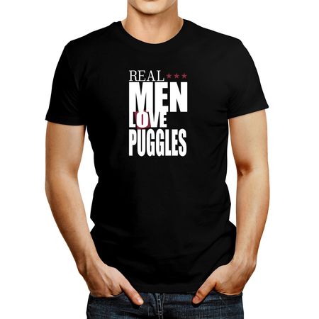 Polo de Hombre Idakoos Real Men Love Puggles 3 Stars Negro XL