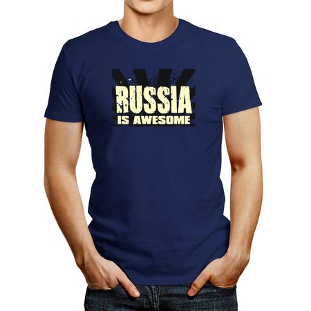 Polo de Hombre Idakoos Russia Is Awesome Azul Acero Claro M