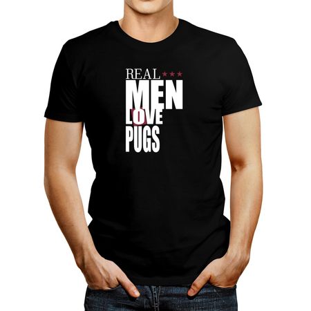 Polo de Hombre Idakoos Real Men Love Pugs 3 Stars Negro XL