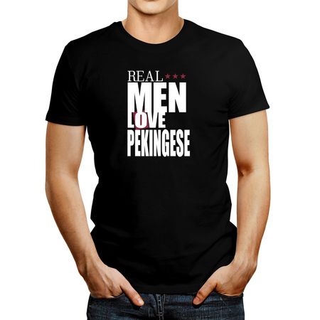 Polo de Hombre Idakoos Real Men Love Pekingese 3 Stars Negro M