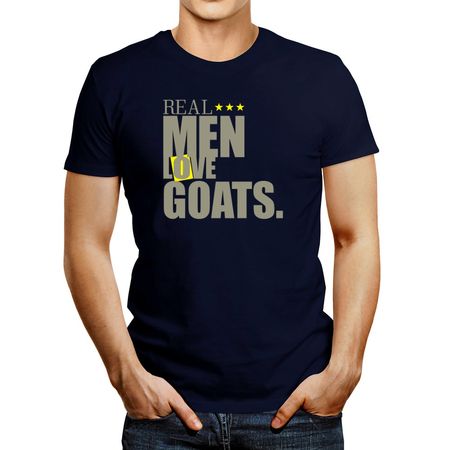 Polo de Hombre Idakoos Real Men Love Goats Azul Marino S