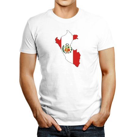 Polo de Hombre Idakoos Perucountry Map Color Simple Blanco M