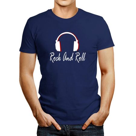 Polo de Hombre Idakoos Rock And Roll Headphones Azul Acero Claro XXL