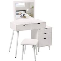 Tocador + Espejo + Banco Camila Ventitas Home Blanco