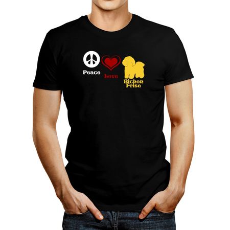 Polo de Hombre Idakoos Peace Love Bichon Frise Negro S