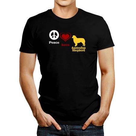 Polo de Hombre Idakoos Peace Love Australian Shepherd Negro XXL
