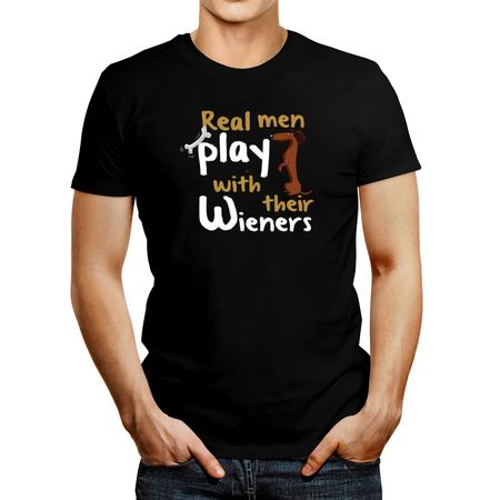 Polo de Hombre Idakoos Real Men Play With Their Wieners Dachshund Negro M