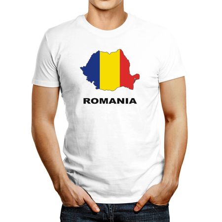 Polo de Hombre Idakoos Romania Country Map Color Blanco XXL