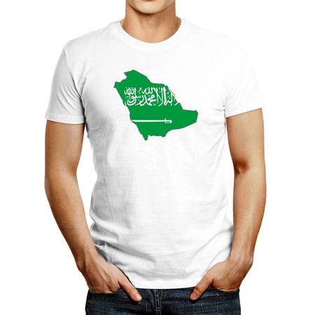 Polo de Hombre Idakoos Saudi Arabia Country Map Color Simple Blanco XXXL
