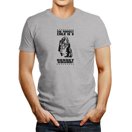 Polo de Hombre Idakoos The Perfect Child Is Basset Hound Gris Oscuro M