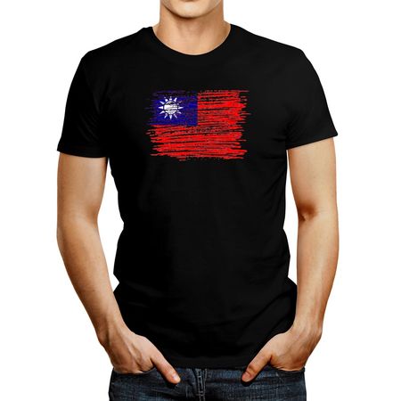 Polo de Hombre Idakoos Taiwan Flag Scratched Negro L