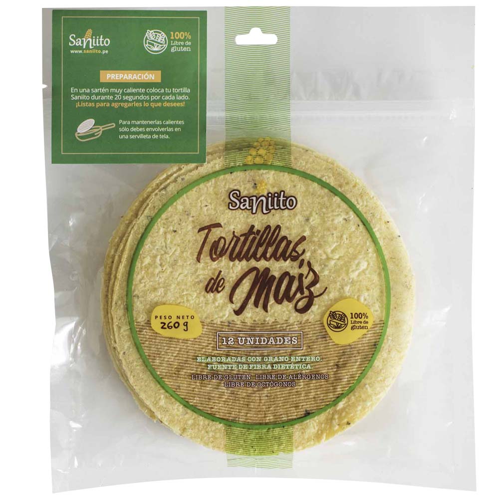 Tortilla de Maíz SANIITO Bolsa 12un