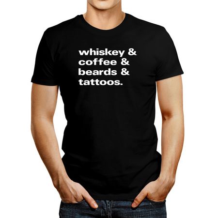 Polo de Hombre Idakoos Whiskey Coffee Beards And Tattoos Negro Xxl