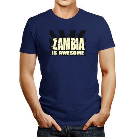 Polo de Hombre Idakoos Zambia Is Awesome Azul Acero Claro L