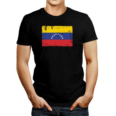 Polo de Hombre Idakoos Venezuela Vintage Flag Negro L