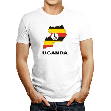 Polo de Hombre Idakoos Uganda Country Map Color Blanco XXXL