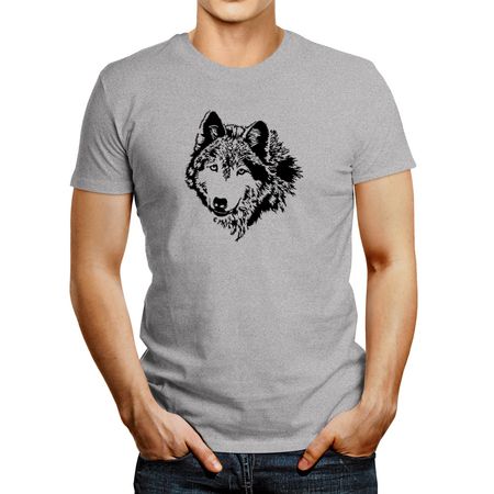 Polo de Hombre Idakoos Wolfdog Face Special Graphic Gris Oscuro Xs